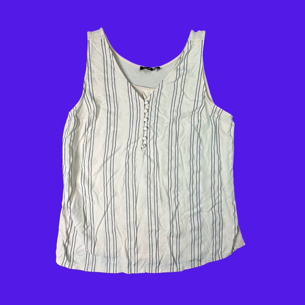 Express Henley Boho Striped Tank Top Sleeveless V-Neck Office Minimalist Small